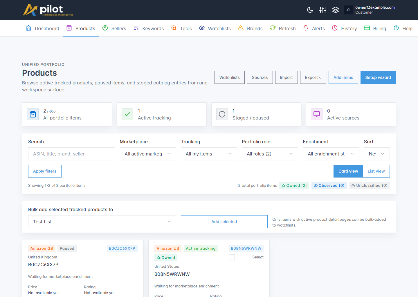 Track what matters screen